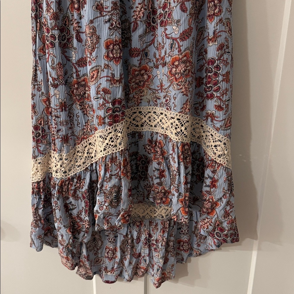 Boho Tassel Maxi Dress in Light Blue Floral - Picture 4 of 7